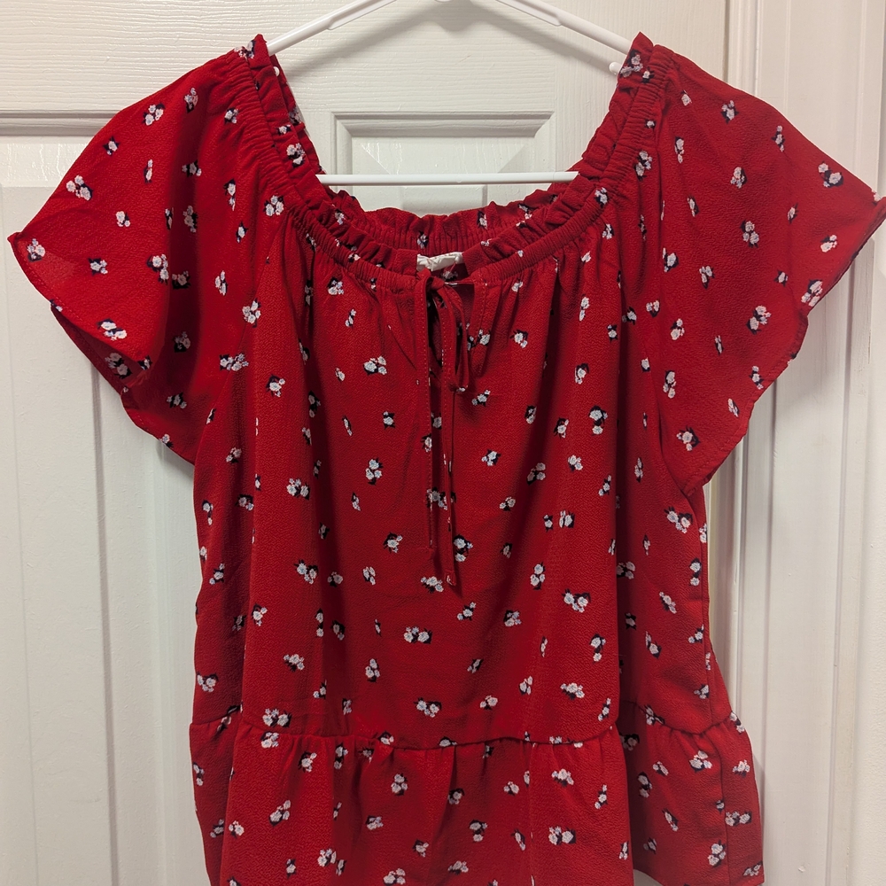 Red Floral Women's Top